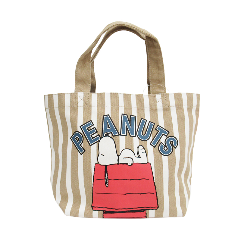 PEANUTS カラーマチ付バッグ ストライプBG